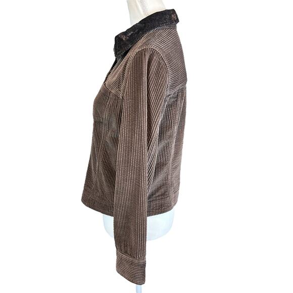 J.Jill Corduroy Jacket Petite Women Small  Brown Velvet Collar Cozy Button Coat - Picture 5 of 13